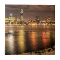 Ice partially melted on Charles River in Boston
