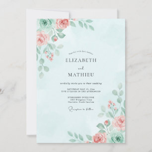 Ice Peach Painted Wedding Invitation