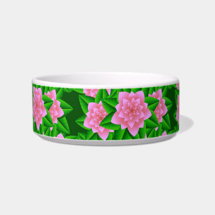 Ice Pink Camellias and Green Leaves Bowl