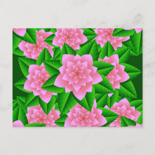 Ice Pink Camellias and Green Leaves Postcard