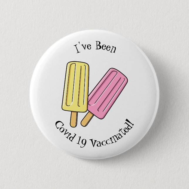Ice pop cartoon illustration 6 cm round badge (Front)