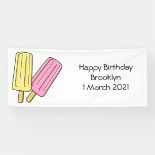 Ice pop cartoon illustration banner