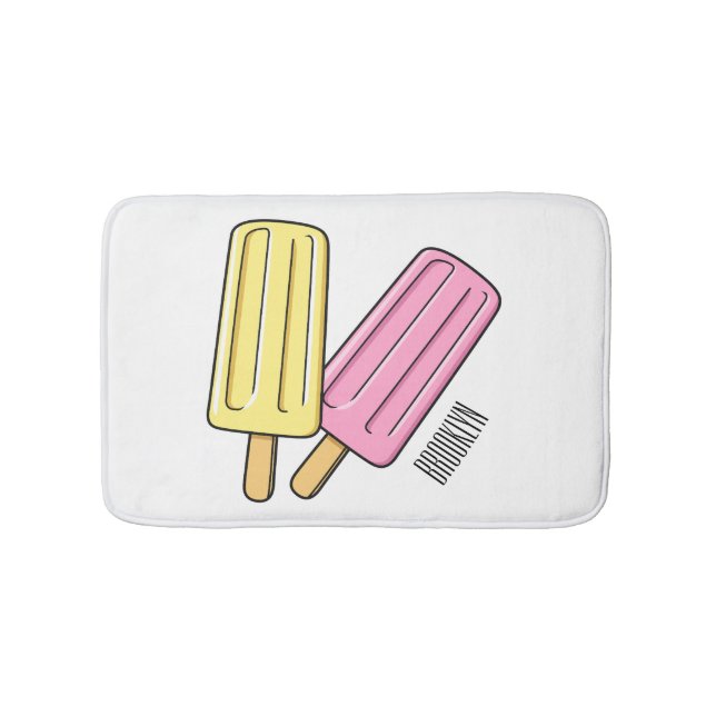 Ice pop cartoon illustration bath mat (Front)