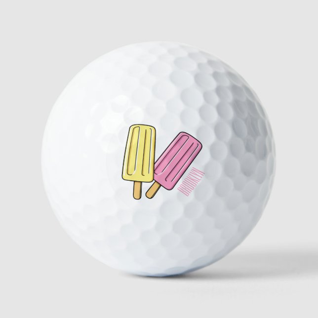 Ice pop cartoon illustration  golf balls (Front)