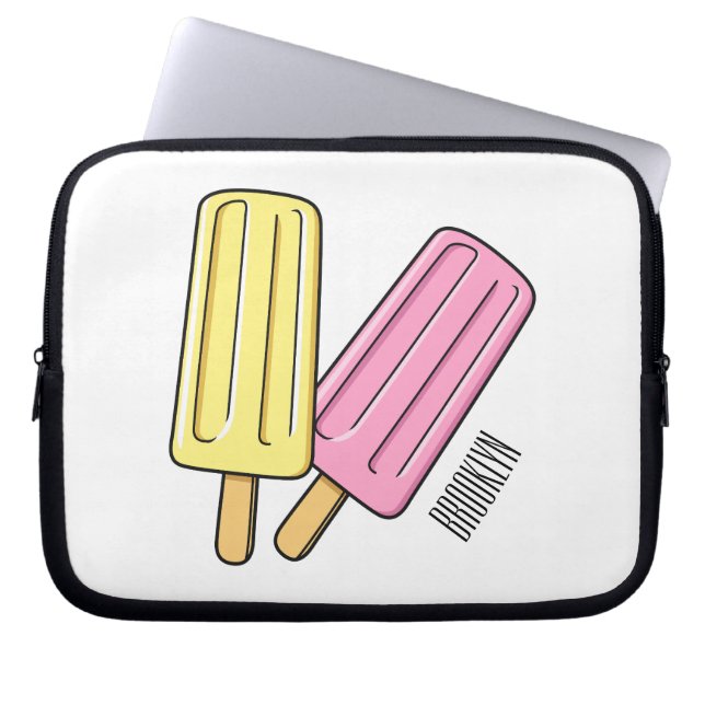 Ice pop cartoon illustration laptop sleeve (Front)