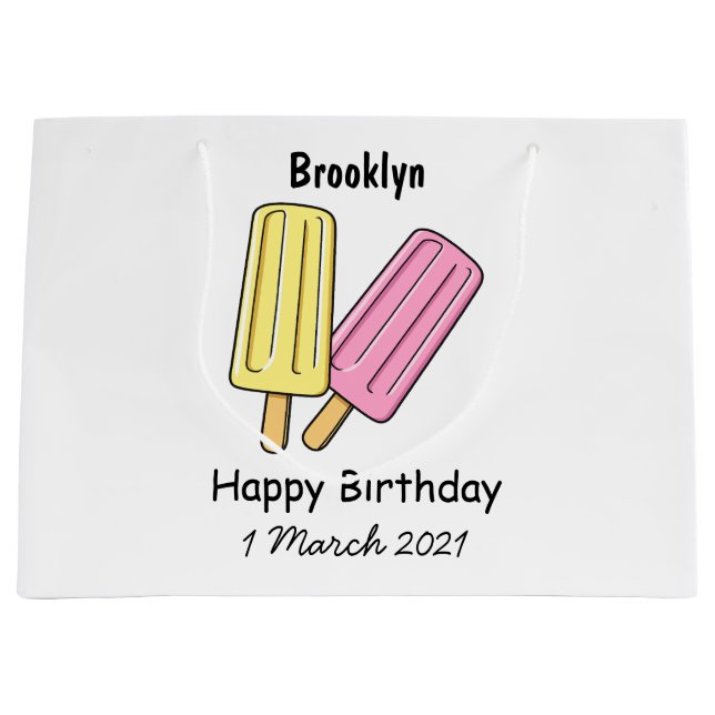 Ice pop cartoon illustration  large gift bag (Front)