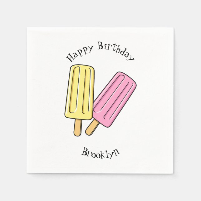 Ice pop cartoon illustration  napkin (Front)