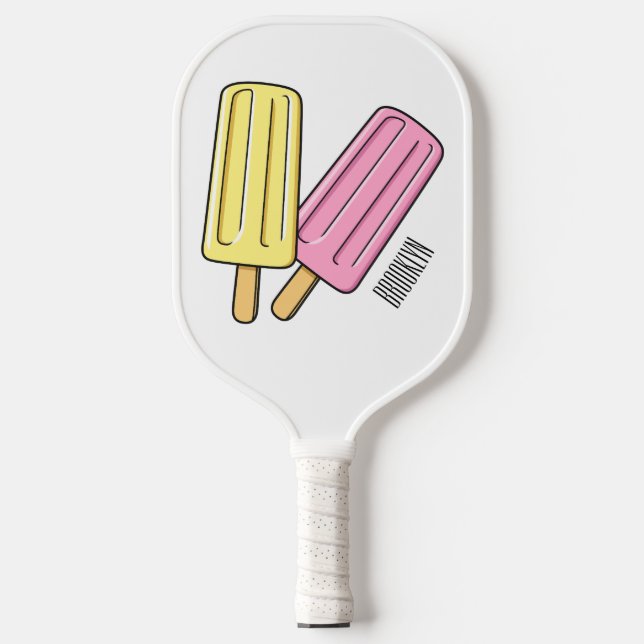 Ice pop cartoon illustration pickleball paddle (Front)