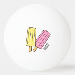 Ice pop cartoon illustration ping pong ball