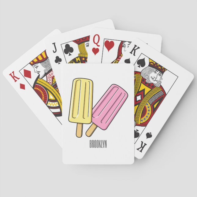 Ice pop cartoon illustration playing cards (Back)