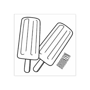 Ice pop cartoon illustration rubber stamp