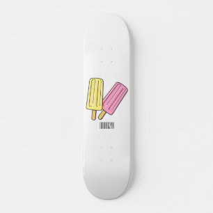 Ice pop cartoon illustration  skateboard
