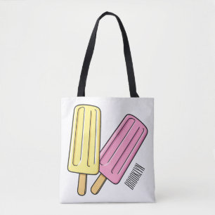 Ice pop cartoon illustration  tote bag