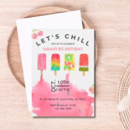 Ice Pop Let's Chill Summer Birthday Invitation