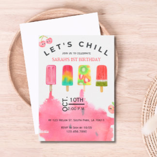 Ice Pop Let's Chill Summer Birthday Invitation