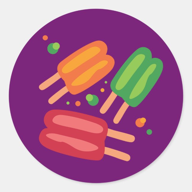 Ice Pops Classic Round Sticker (Front)