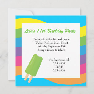Ice Pops, Rainbows and Hearts Invitation