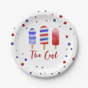 Ice Pops Two Cool Red White Blue 2nd Birthday Paper Plate