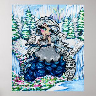 Ice Princess Snow Owl Winter Fantasy Fairy Art Poster