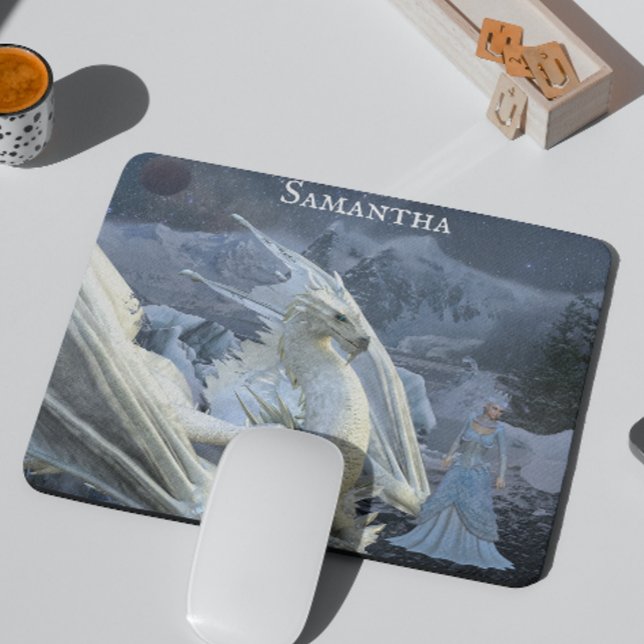 Ice Queen and Snow Winter Dragon Fantasy Mouse Mat (Creator Uploaded)