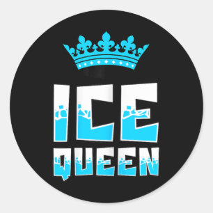 Ice Queen Graphic Ice Fishing Fisher Ice Fish Rod Classic Round Sticker