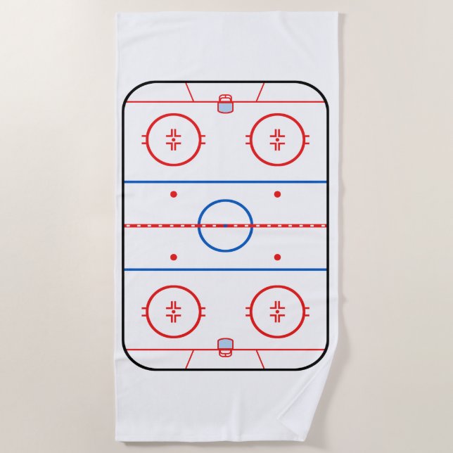 Ice Rink Diagram Hockey Game Design on a Beach Towel (Front)