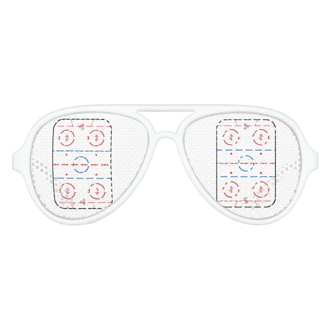 Ice Rink Diagram Hockey Game Graphic Aviator Sunglasses (Front)