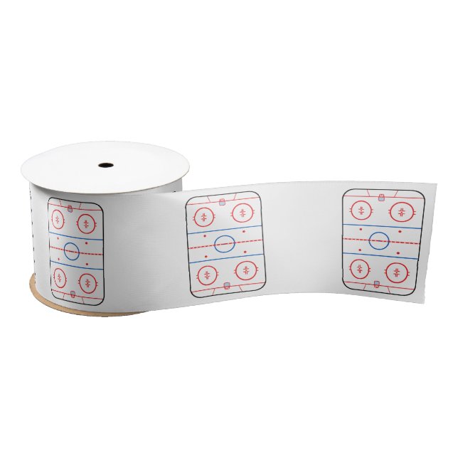 Ice Rink Diagram Hockey Game Style Satin Ribbon (Spool)