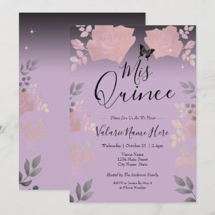 Ice Rose Pink Floral Quinceanera Purple