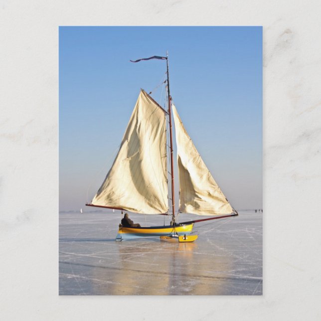 Ice sailing in the Netherlands Postcard (Front)