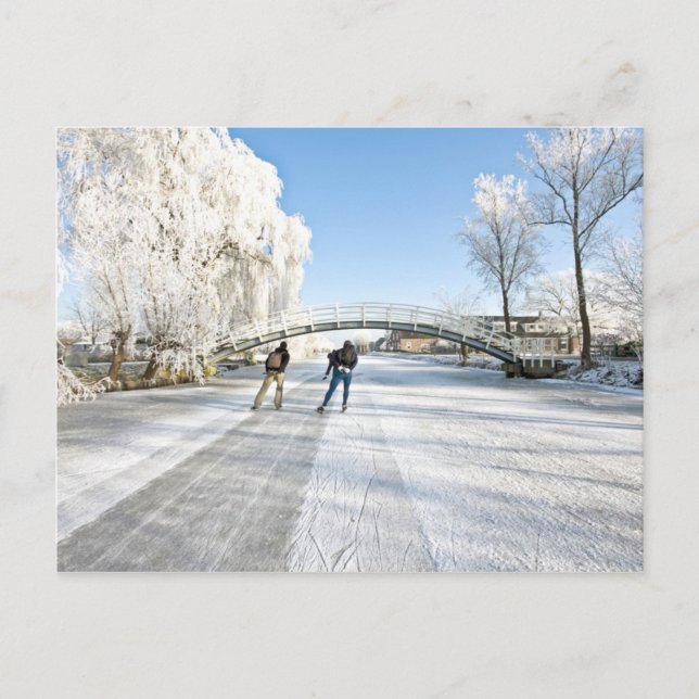 Ice scating in the Netherlands Postcard (Front)