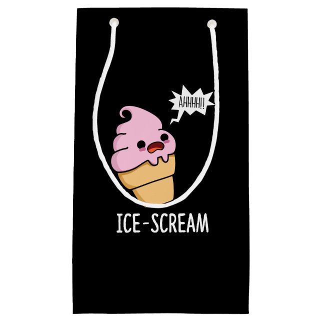 Ice-Scream Funny Ice Cream Cone Pun Dark BG Small Gift Bag (Front)