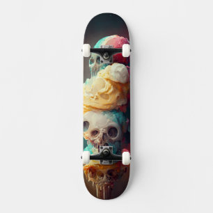 Ice Scream Skateboard - Abstract Skull Design