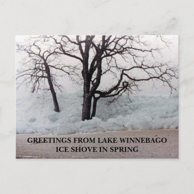 ICE SHOVE GREETINGS FROM LAKE WI... POSTCARD (Front)