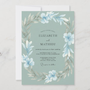 Ice Silver Wreath Wedding Invitation