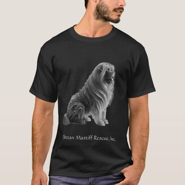 Ice Sitting Tibetan Mastiff Black T-shirt (Front)