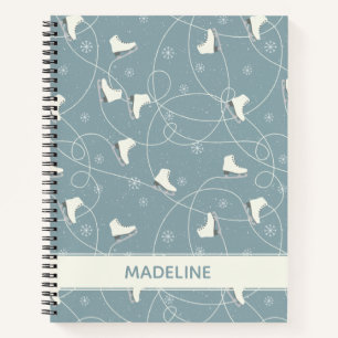 Ice Skate and Snowflake Pattern Notebook
