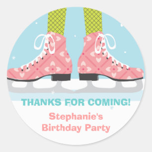 Ice Skate Birthday Party Thank You Sticker