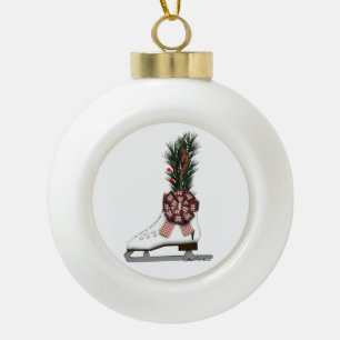 Ice Skate Christmas Decoration with Tartan Bow
