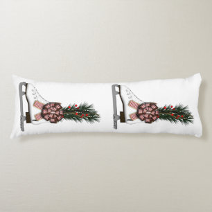 Ice Skate Christmas Decoration with Tartan Bow Body Cushion