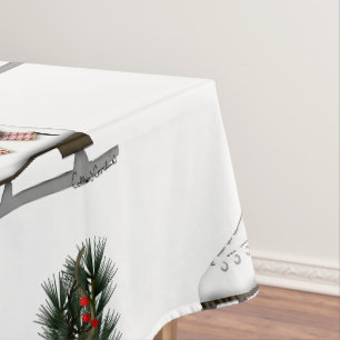 Ice Skate Christmas Decoration with Tartan Bow Tablecloth