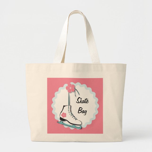 Ice Skate Large Tote Bag (Front)