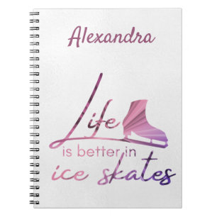 Ice skate notebook life better skate pink explode