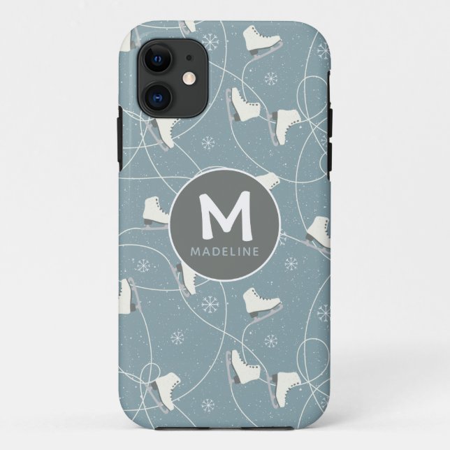 Ice skate & snowflake Personalised Case-Mate iPhone Case (Back)