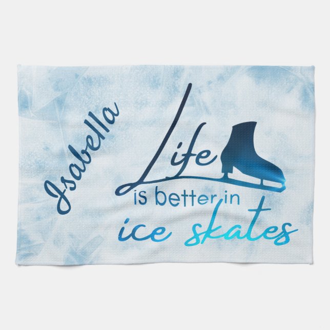 Ice Skate Towel gradient blue skate life better (Horizontal)
