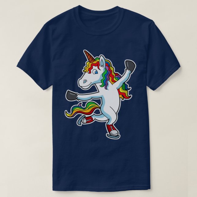 Ice Skate Unicorn Figure Skater Skating T-Shirt (Design Front)