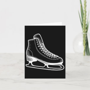 Ice Skate Winter Sports Line Art Outline Drawing Card