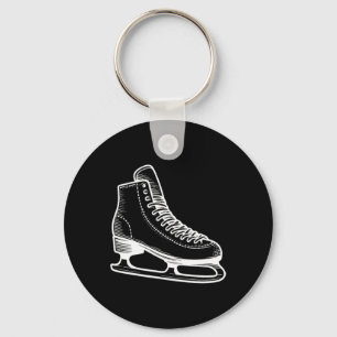 Ice Skate Winter Sports Line Art Outline Drawing Key Ring