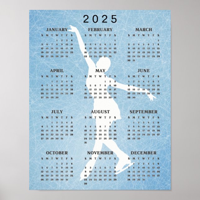 Ice Skater Design 2025 Calendar Poster (Front)