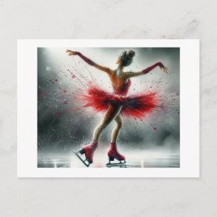 Ice Skater in Red, Postcard